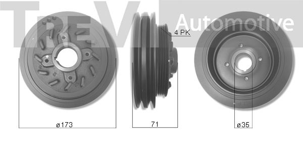 TREVI AUTOMOTIVE Piedziņas skriemelis, Kloķvārpsta PC1295